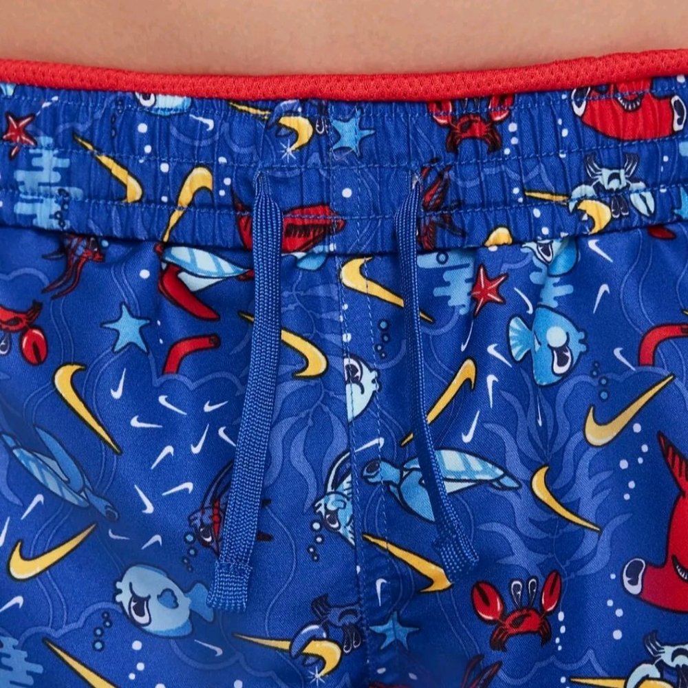 Nike Swim Boys Size Small Sea Friends 8" Swimming Trunk Shorts Blue / Red NEW - Picture 6 of 6